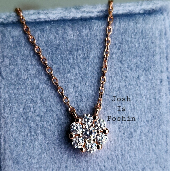 Circle diamond pendant in rose gold over sterling silver